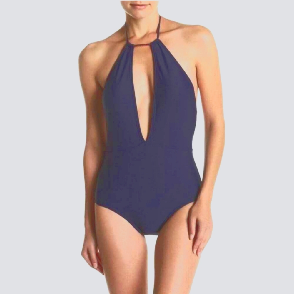 Ted Baker Small Halter Swimsuit Pikaa One Piece Navy Blue Bathing Suit NWT $149